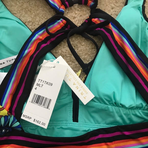 NWT $162 Trina Turk Electric Reef Plunging V-neck Swim 4 - Picture 8 of 9